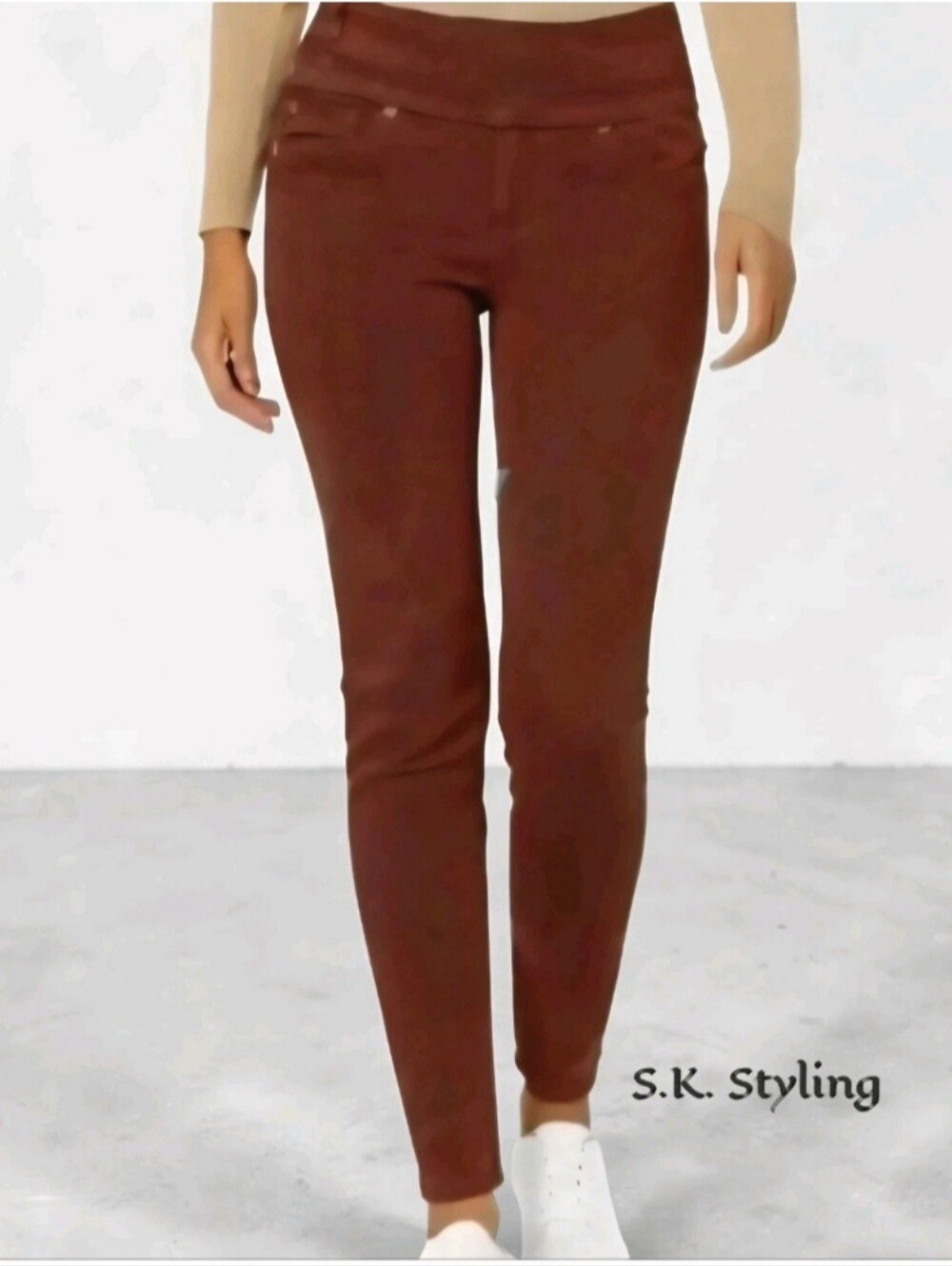 SPANX by Sara Blakely 'Solace' Jean Jegging Pants Side Zip Rust/Red Small